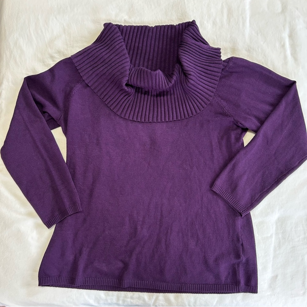 Purple Cowl Neck Sweater3/4 sleeve size M
